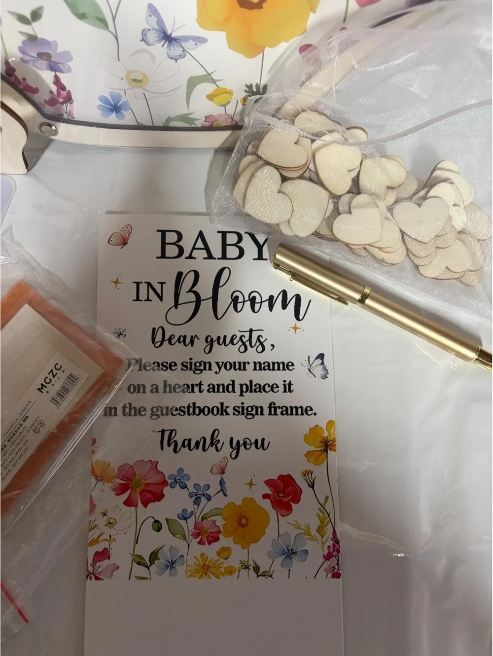 Baby in Bloom Guestbook Sign Frame Set for Baby Showers and Gender Reveals